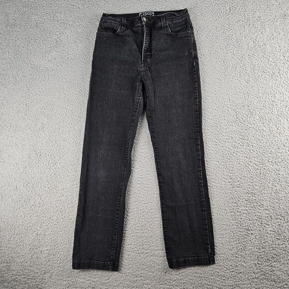 NYDJ Jeans Womens Size 6 Black Denim Straight Leg Mid Rise‎ - Picture 1 of 13